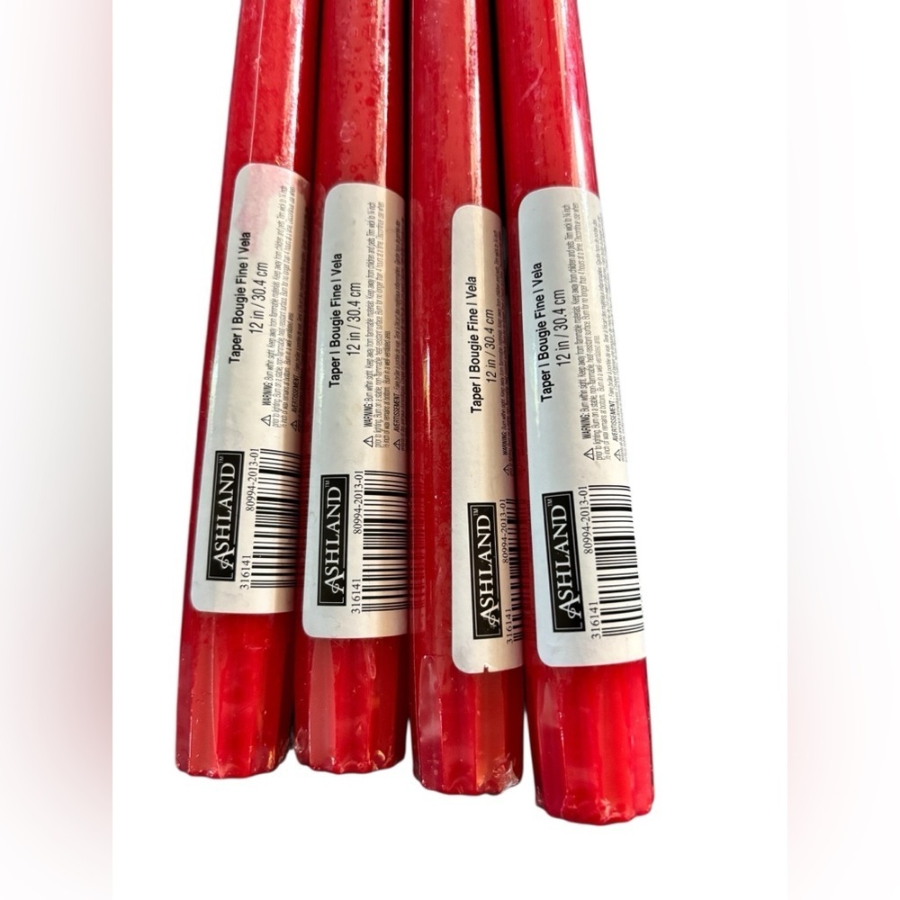 Ashland Set 4 Red Taper 12” Candles Bougie Fine  Dinner Romance Holiday Decor
